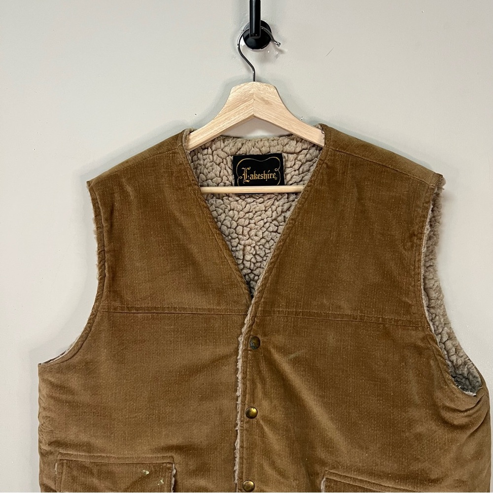 Vtg 80s Sherpa Lined Vest - Picture 2 of 8